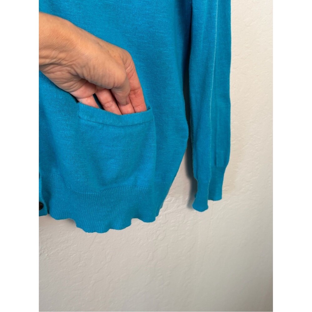 Ralph Lauren Sport Teal V-Neck Button Cardigan Cotton Linen XL Pony Logo Preppy - Picture 5 of 15